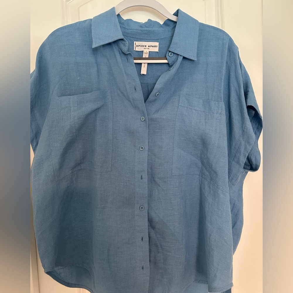 Apiece Apart Sky Blue Linen Shirt